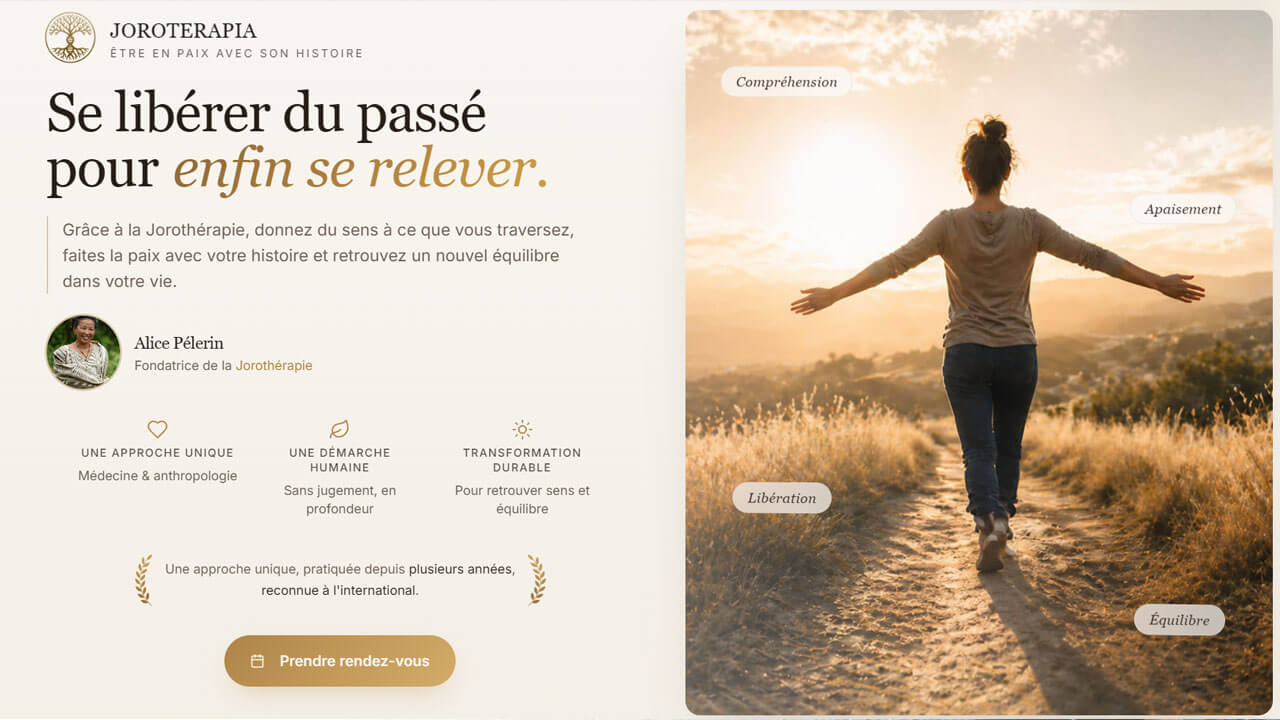 Exemple de site pour praticien bien-être
